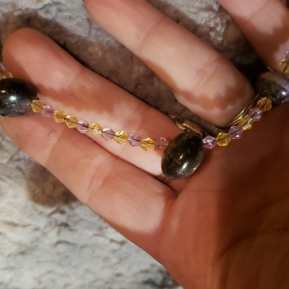 Handmade epoxy beaded set sterling silver - Picture 4 of 5